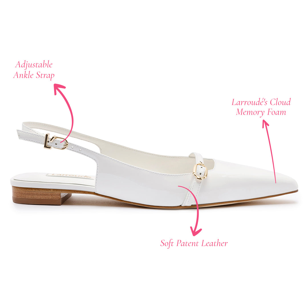 Ines Flat In White Patent Leather
