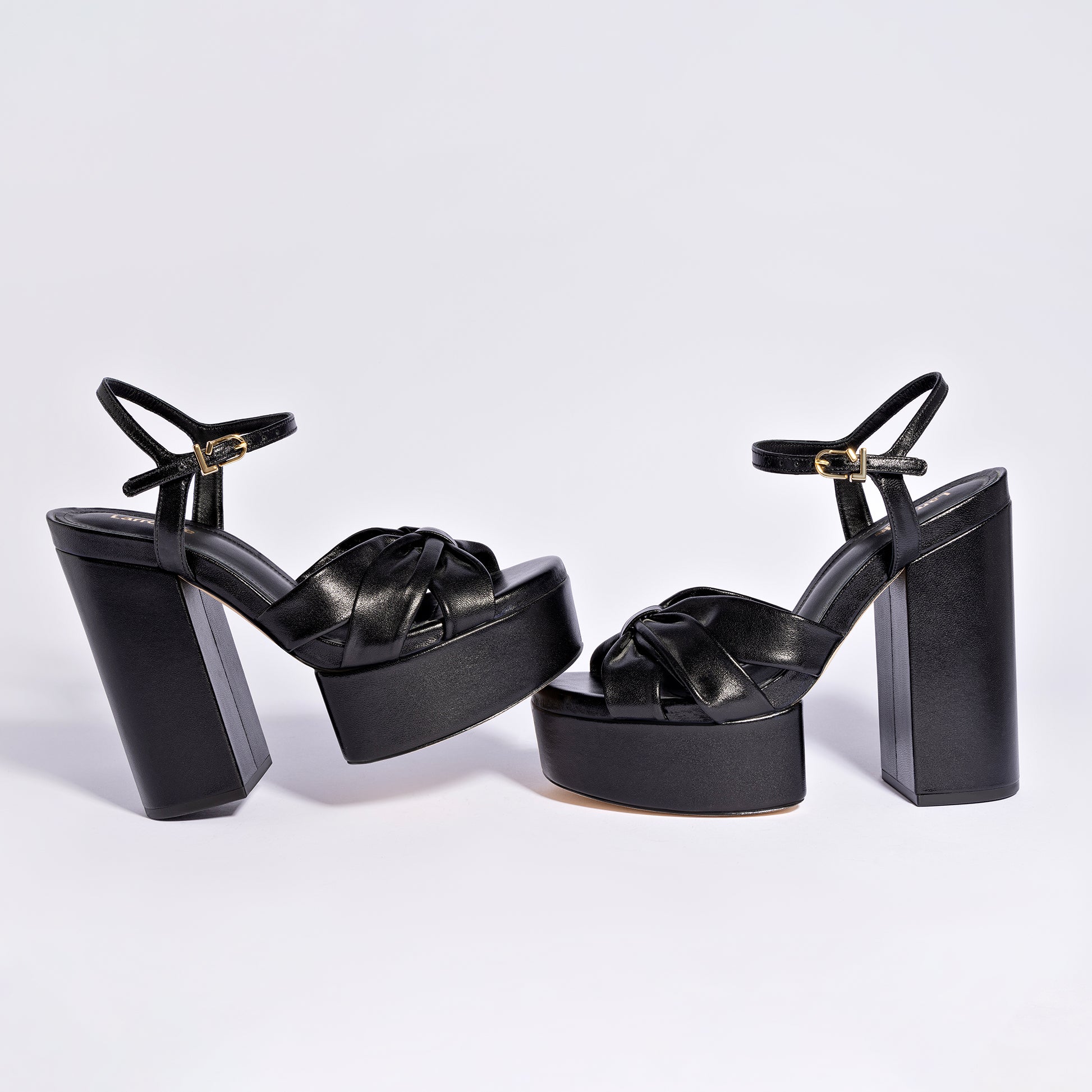Vivienne Platform Sandal In Black Leather