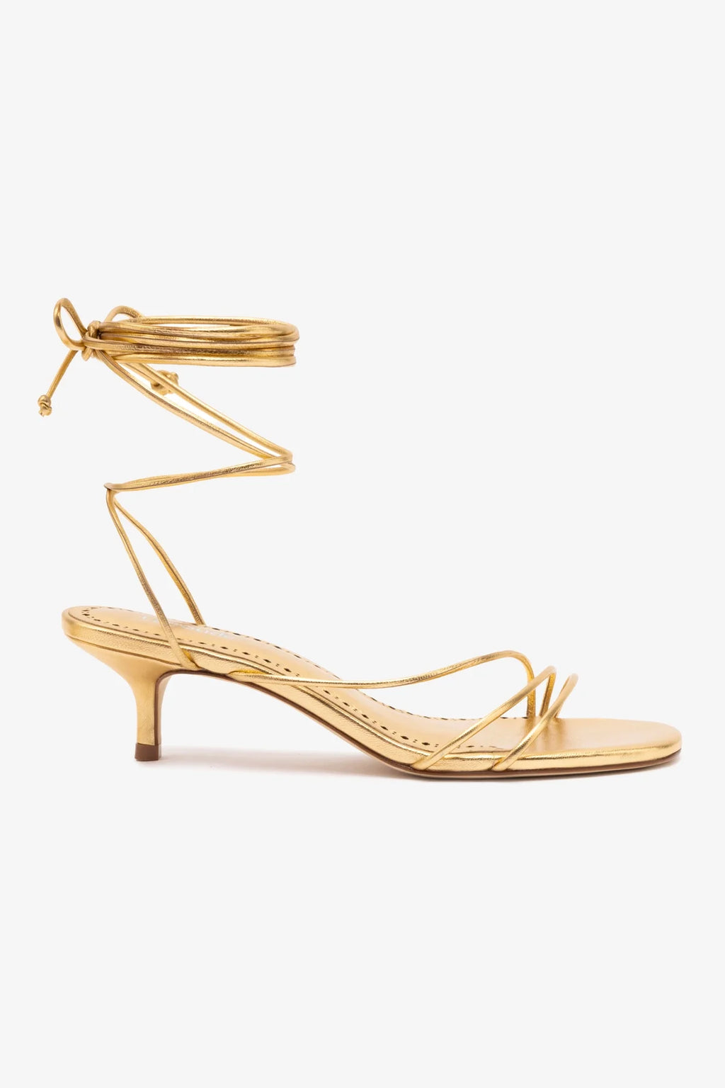 Sara Sandal In Gold Metallic Leather Sandals Larroudé Larroude