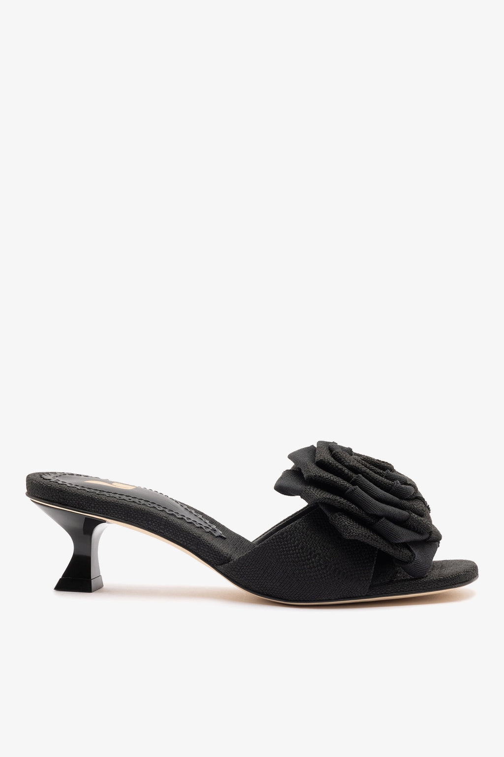 Scarlet Low Mule In Black Raffia - Heels - Larroudé – Larroude