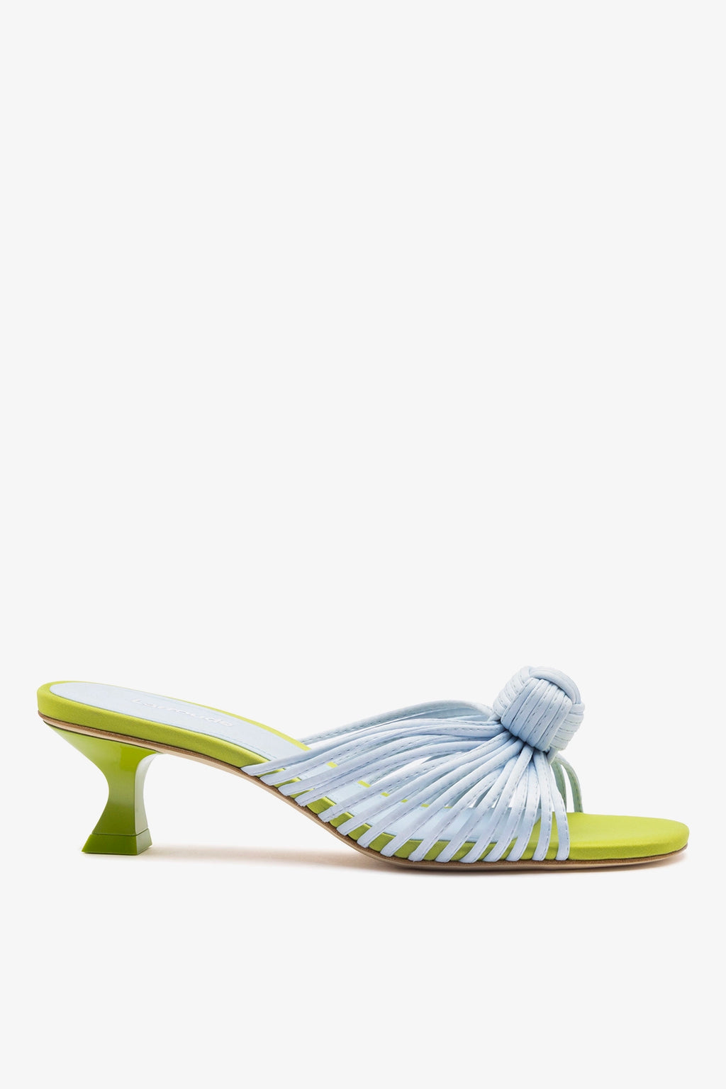 Blue and Green Satin Mule Valerie | Larroudé – Larroude