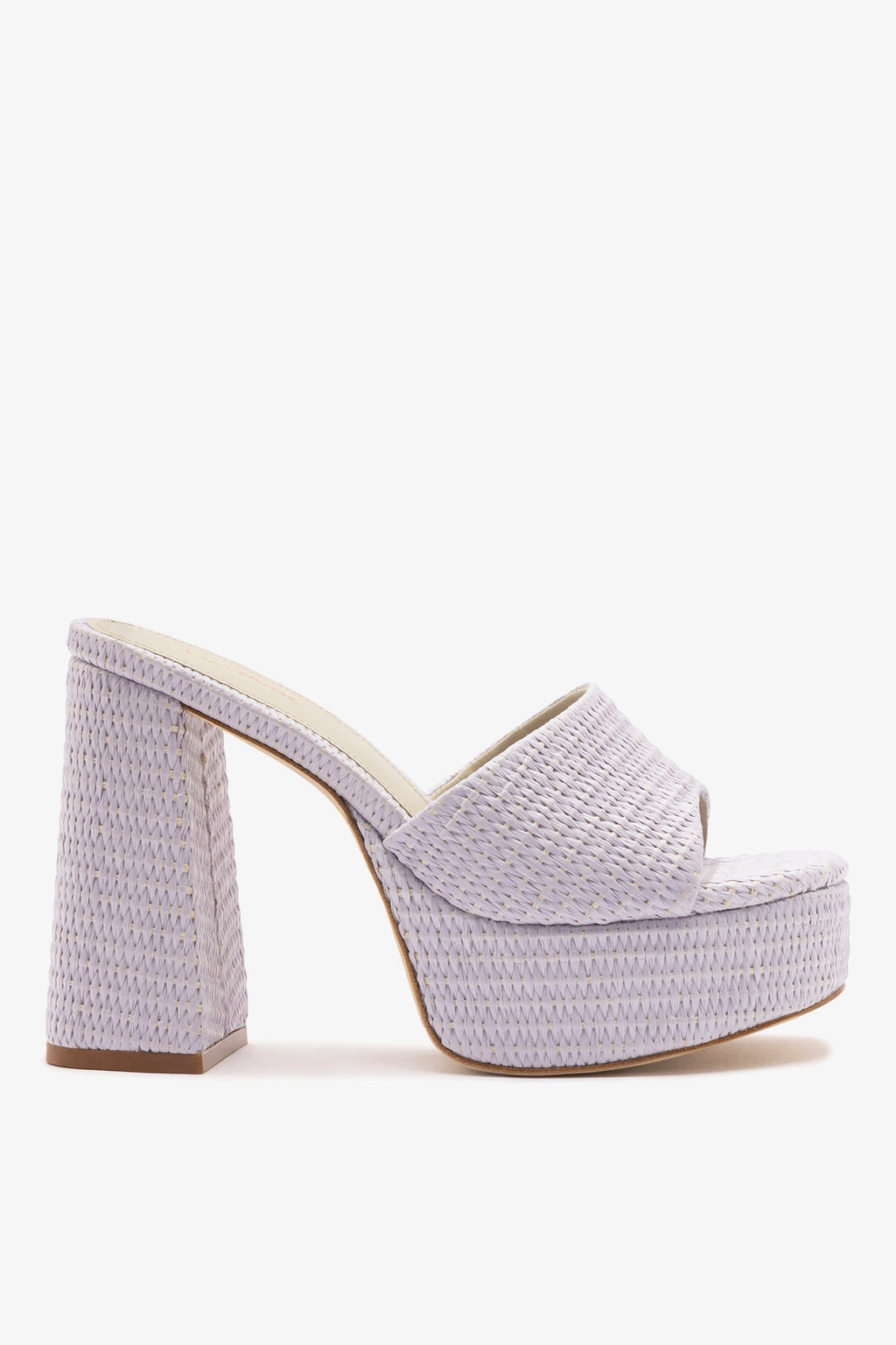 Lilac Raffia High Heel Platform Mule Dolly – Larroude