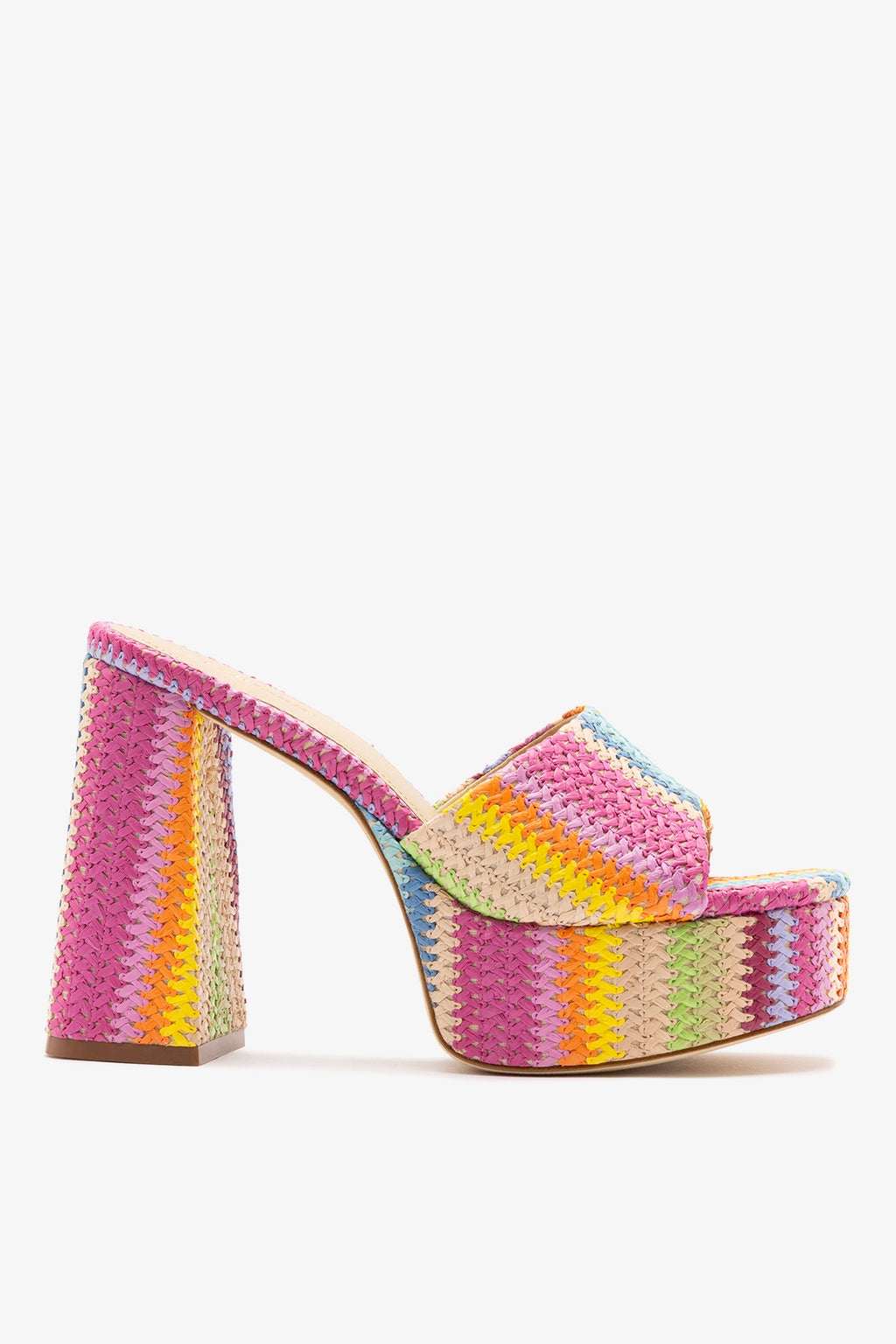 Multicolor Raffia High Heel Platform Mule Dolly – Larroude
