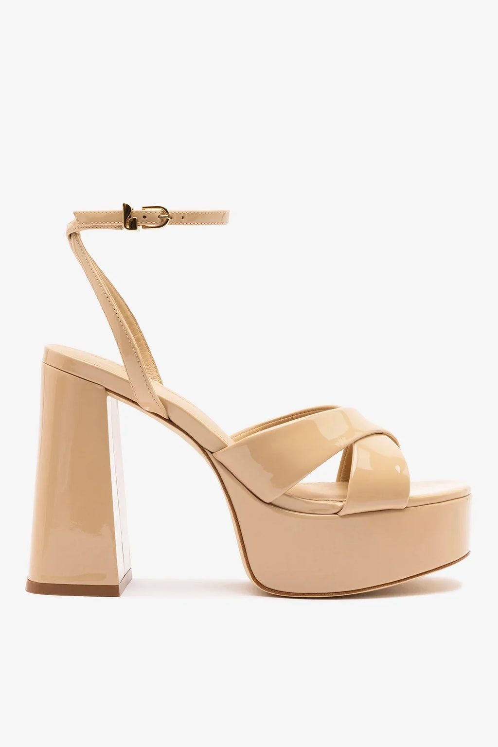 Dolly X Platform Sandal In Sand Patent Leather - Sandals