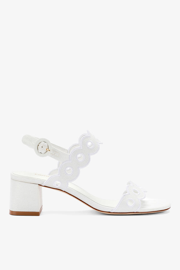 Florence Broderie Sandal In White Raffia - Shoes - Larroudé – Larroude