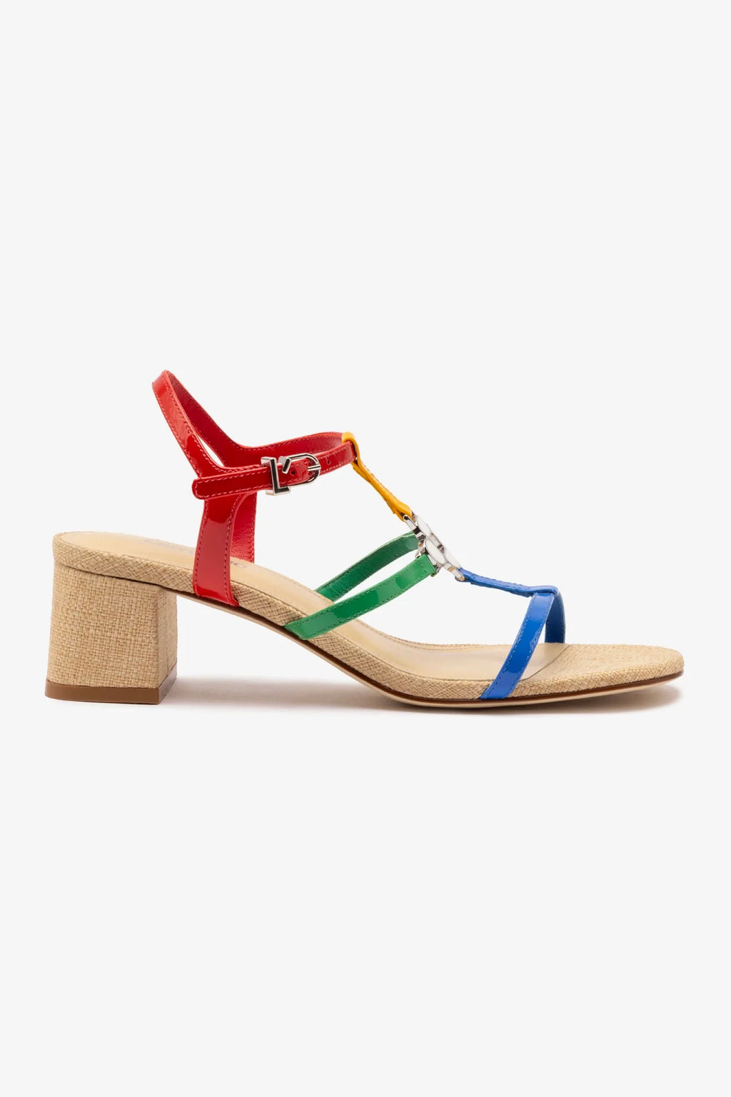 Hana Block In Multicolor Patent Leather and Raffia - Sandals