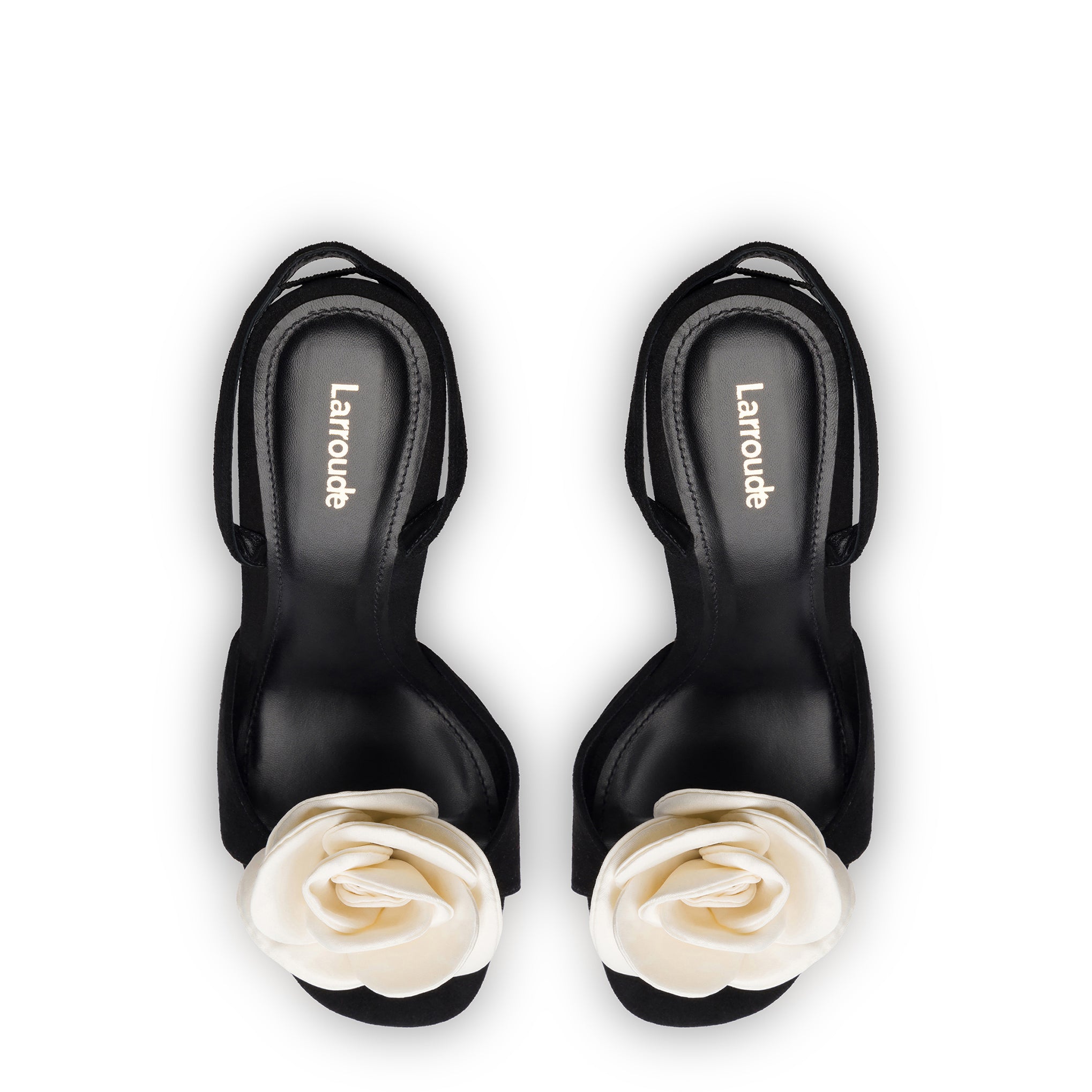 Salma Sandal In Black Suede and Ivory Satin