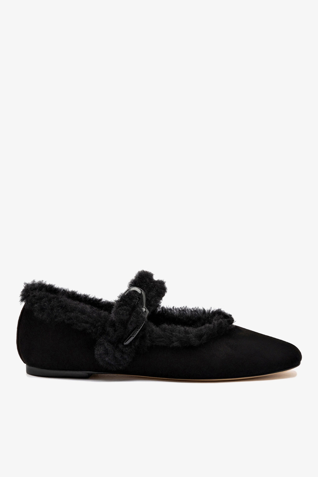 Verona Ballet Flat In Black Suede And Black Shearling - Flats