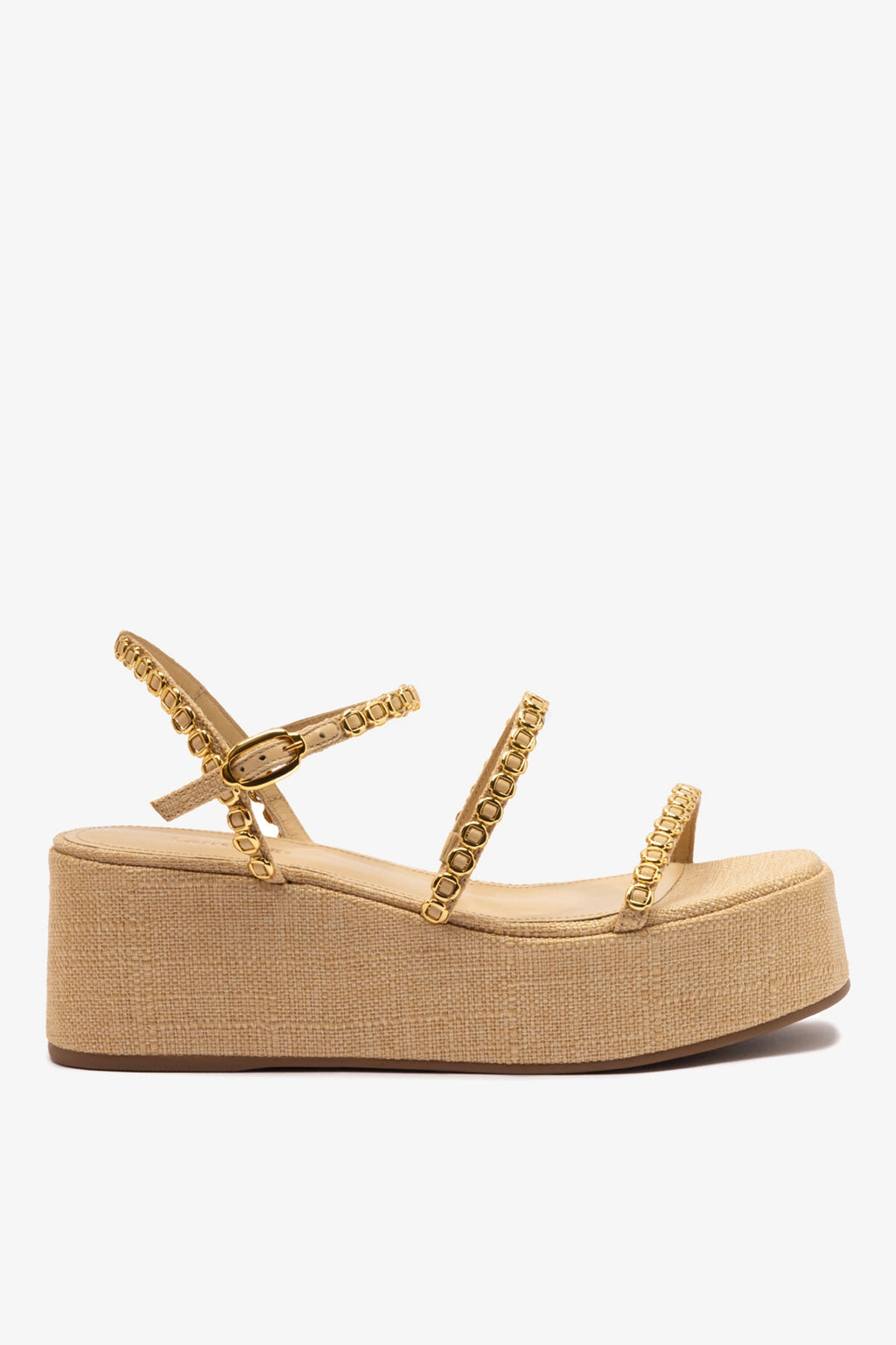 Gio Milanina Flatform Sandal In Beige Raffia – Larroude