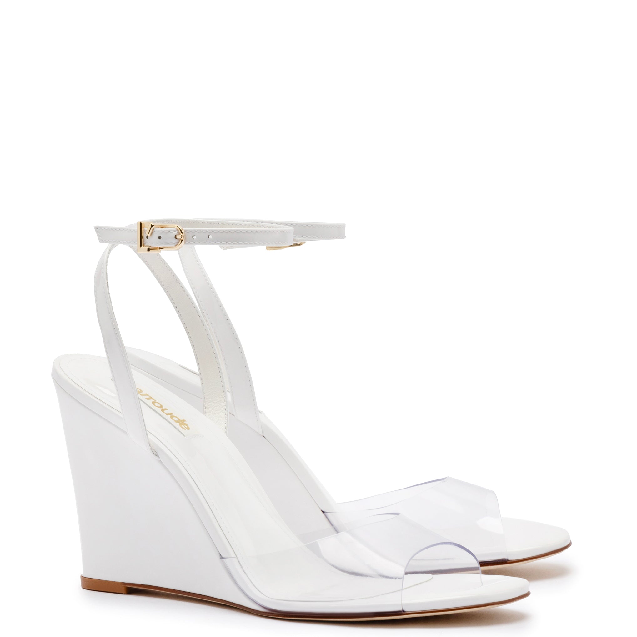 Yves Wedge In White Patent Leather and Vinyl