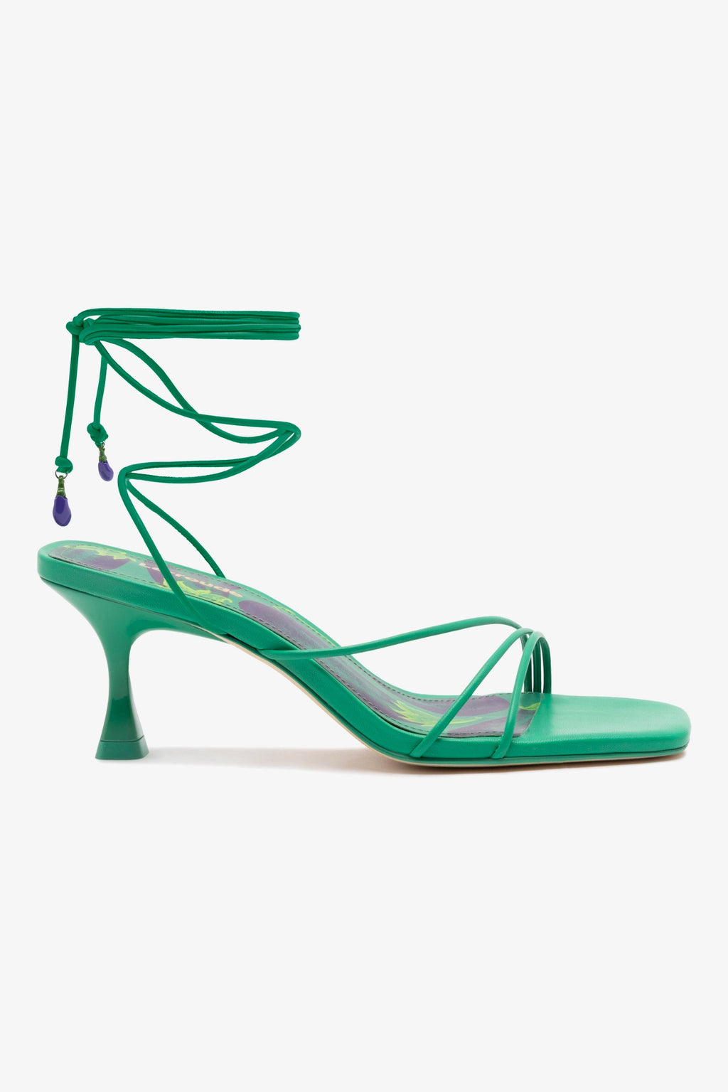 Nadia Sandal In Green Leather – Larroude