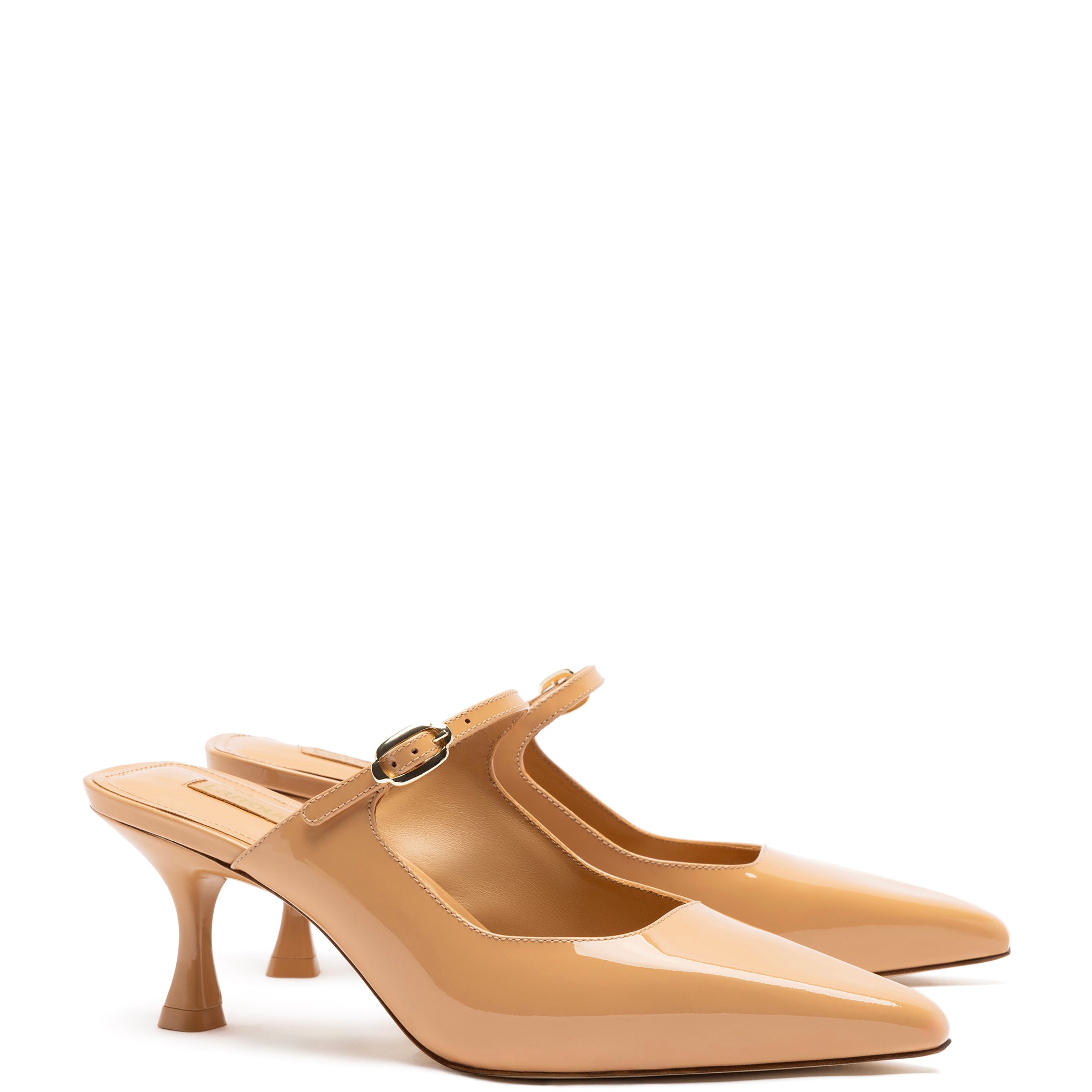 Ines Mule In Tan Patent Leather
