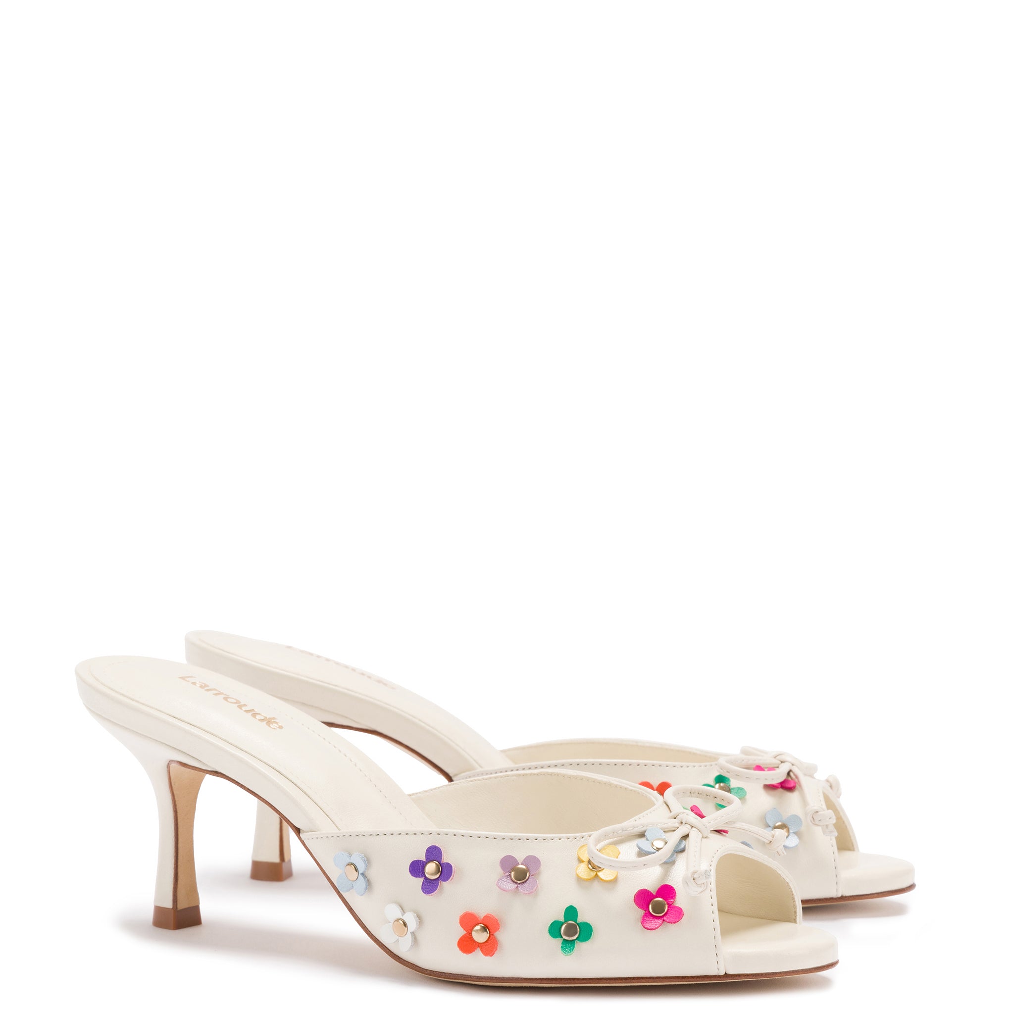 Jasmine Mule In Ivory and Multicolor Leather