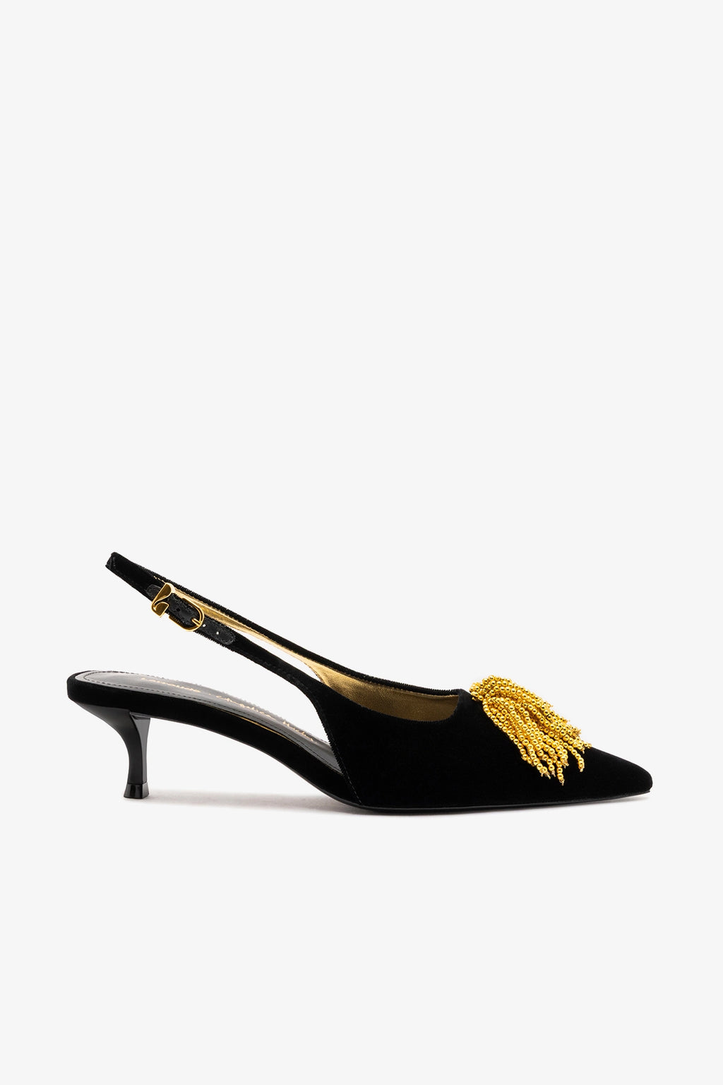 Larroudé x Angelica Hicks Beaded Pump Low In Black Velvet – Larroude