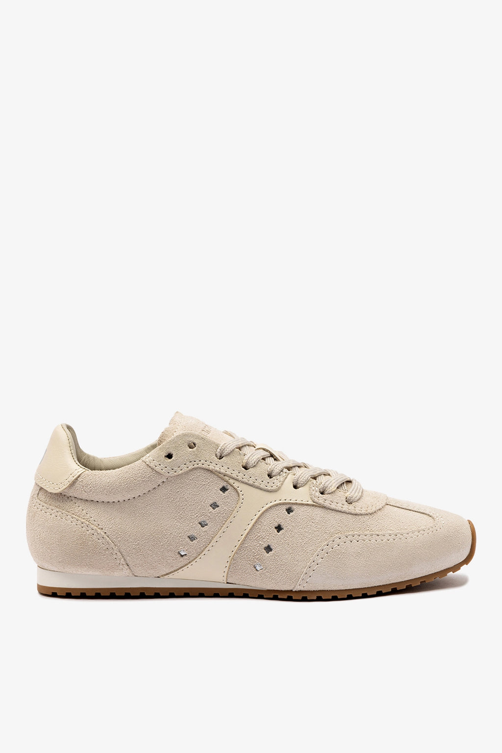 Stella Sneaker In Mushroom Grey Suede and Ivory Leather – Larroude