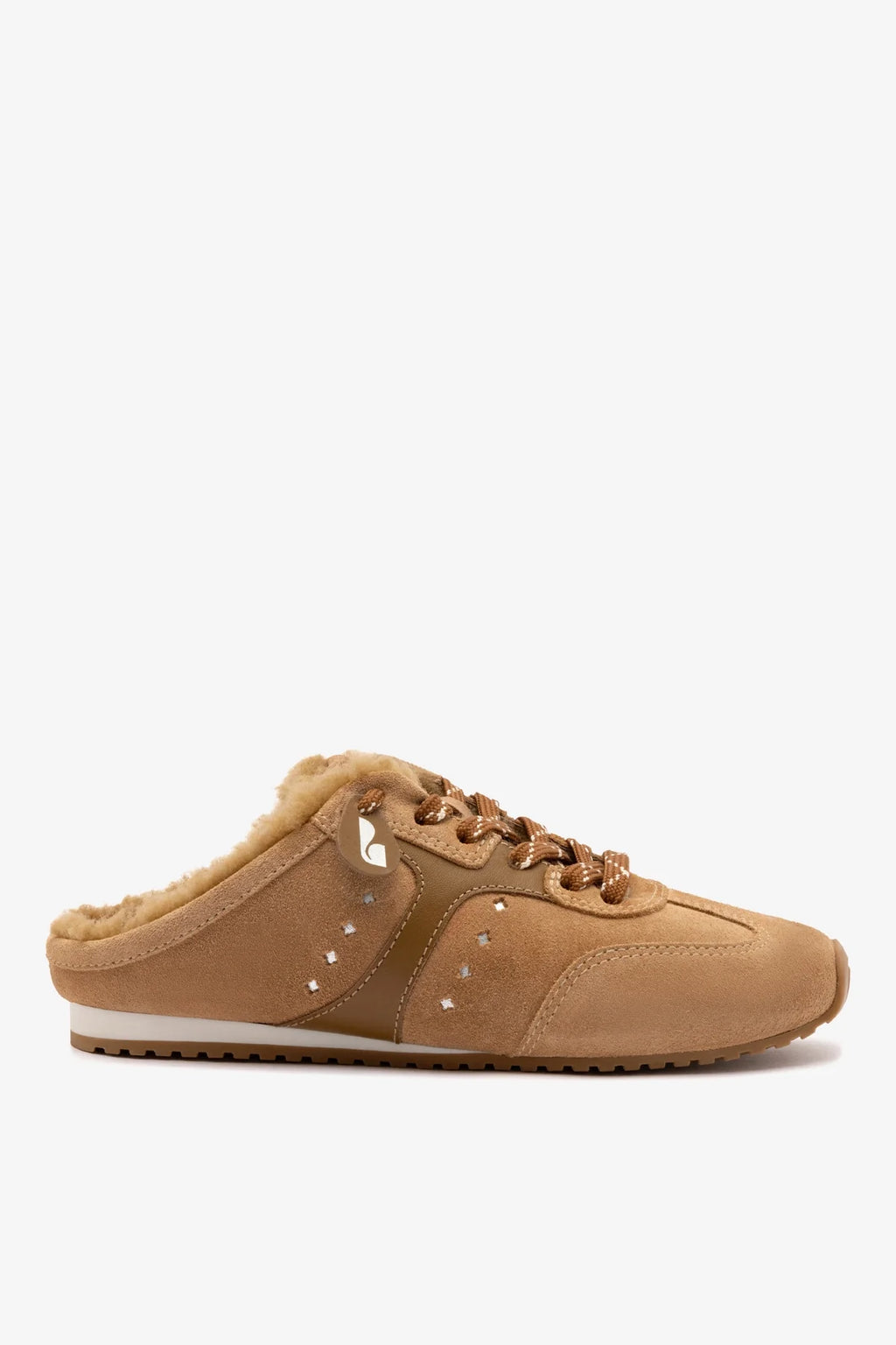 Riu リウ Quilting leather mule Rちゃん Stella Mule In Peanut Suede And Natural Shearling - Heels