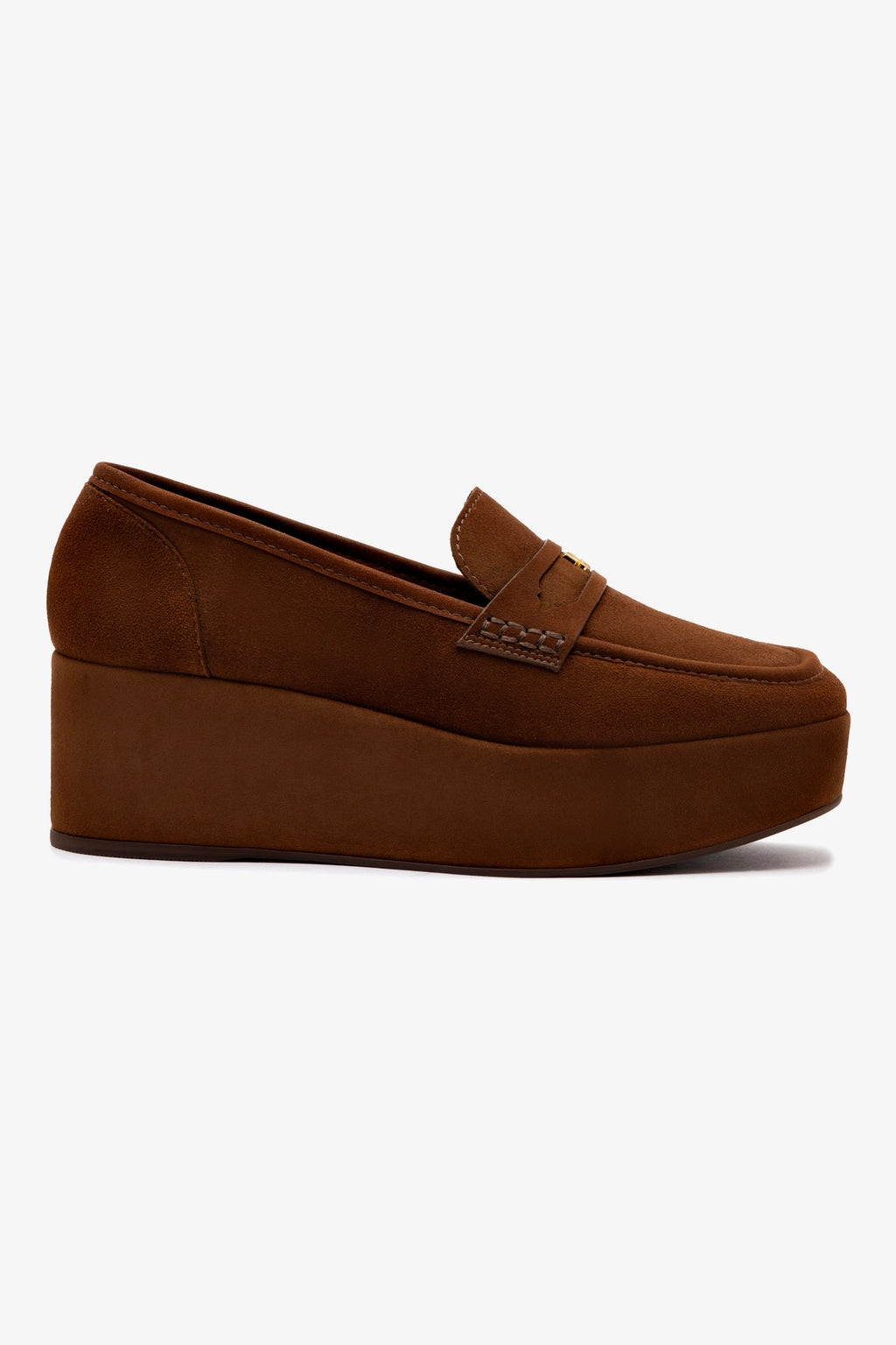 Suki Flatform Loafer In Burnt Umber Suede – Larroude