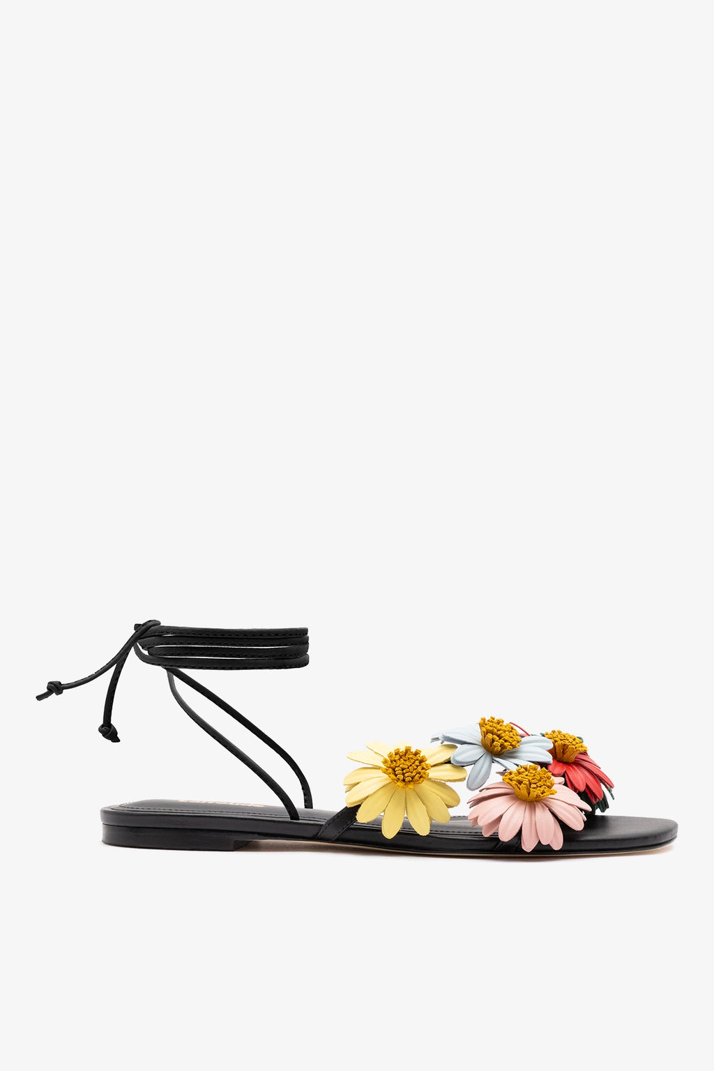 Black Leather Flat Sandal Fiore – Larroude