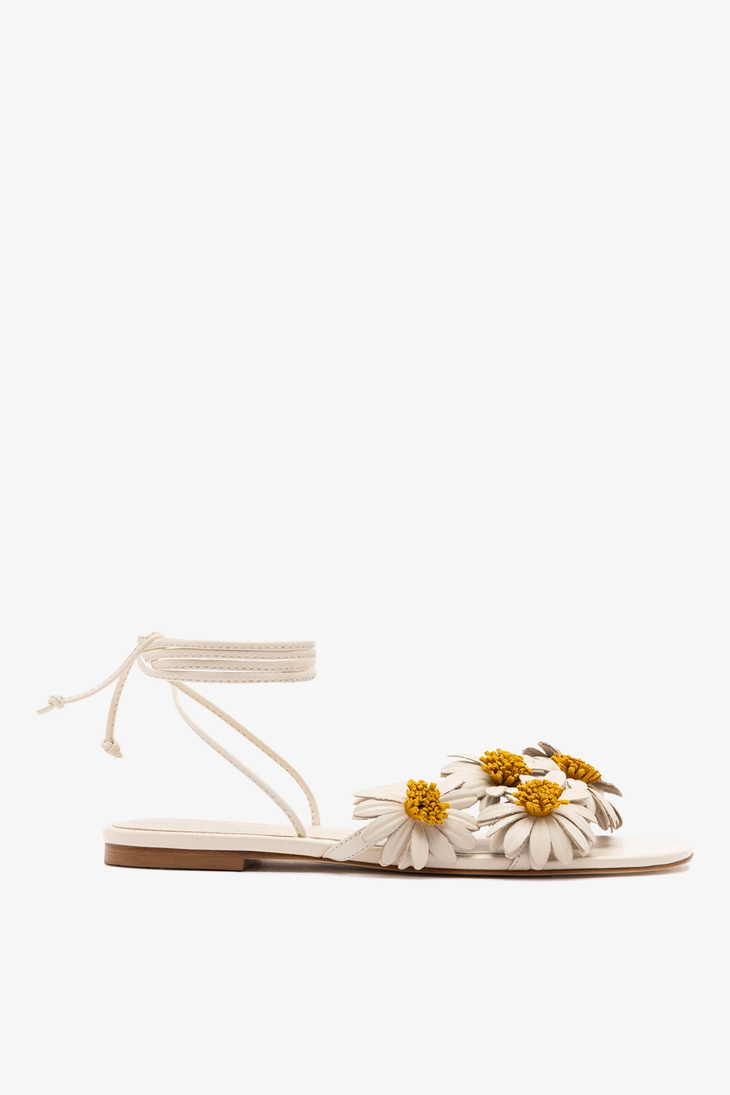 Off White Leather Flat Sandal Fiore – Larroude