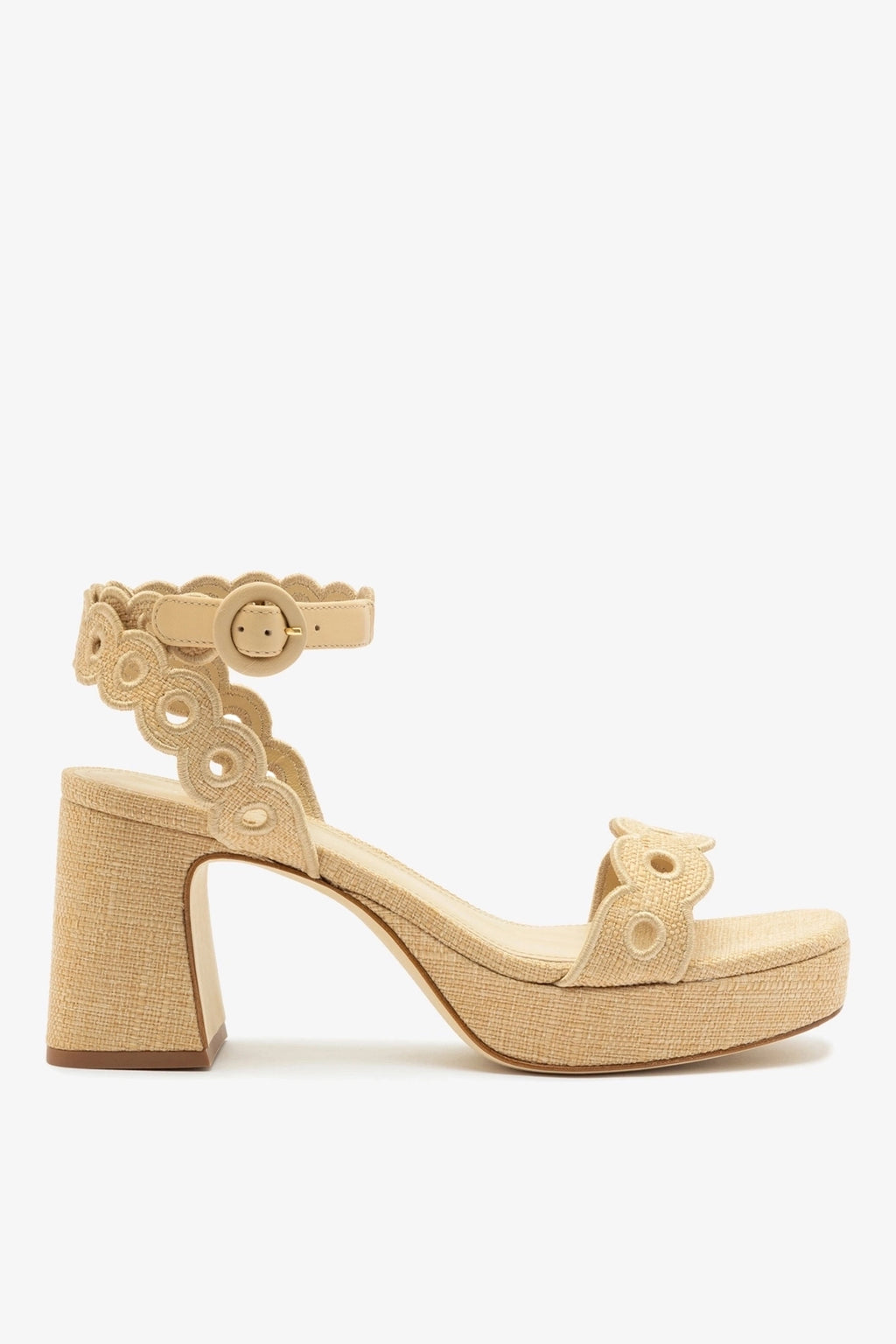 Dolly Broderie Low Sandal In Beige Raffia – Larroude