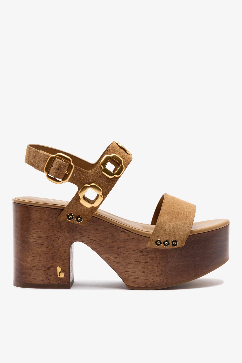 Miso Wooden Platform Sandal In Peanut Suede – Larroude