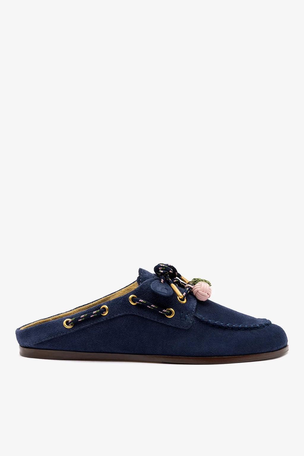 Blue Suede Flat Mule Cyprus – Larroude