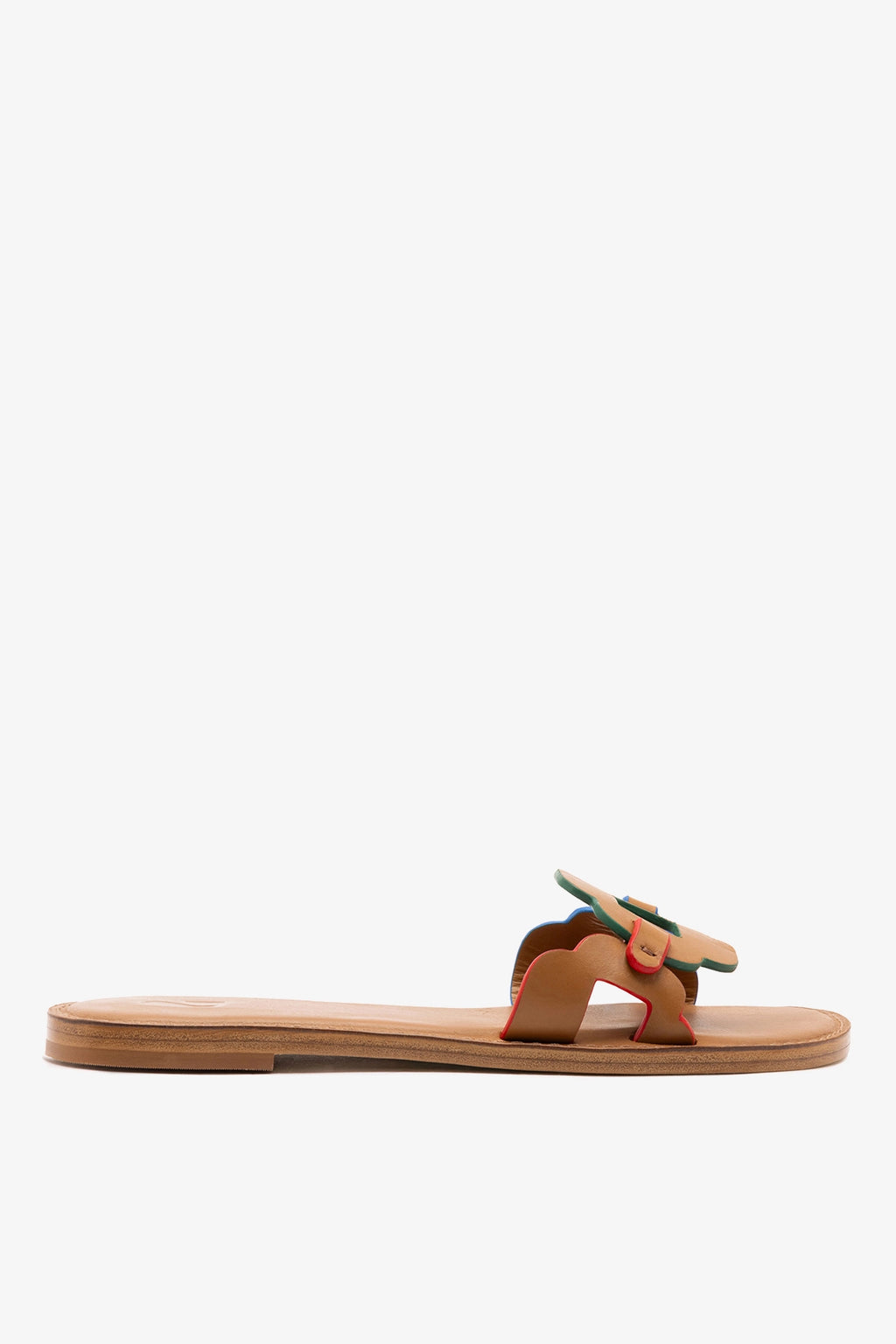 Margherita Slide In Caramel Leather - Flats - Larroudé – Larroude