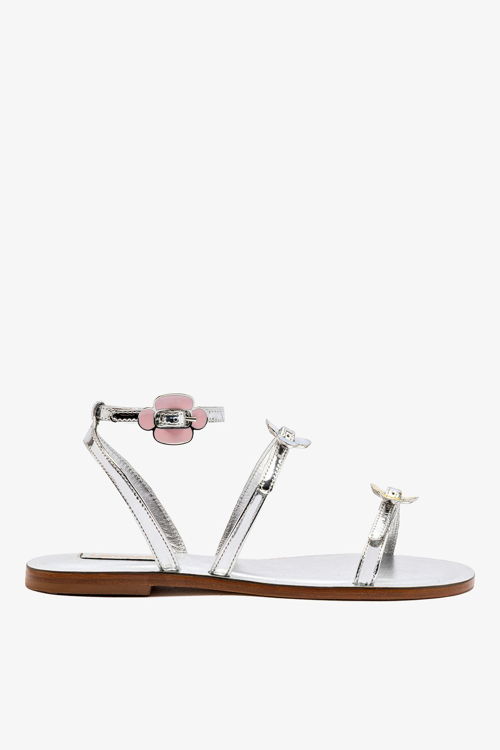 Tinx Flat Sandal In Silver Specchio - Flats - Larroudé – Larroude