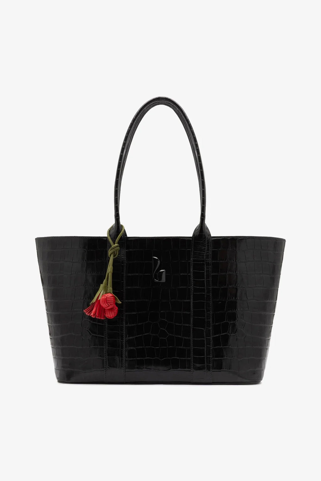 Black Croco Leather Tote Bag City – Larroude