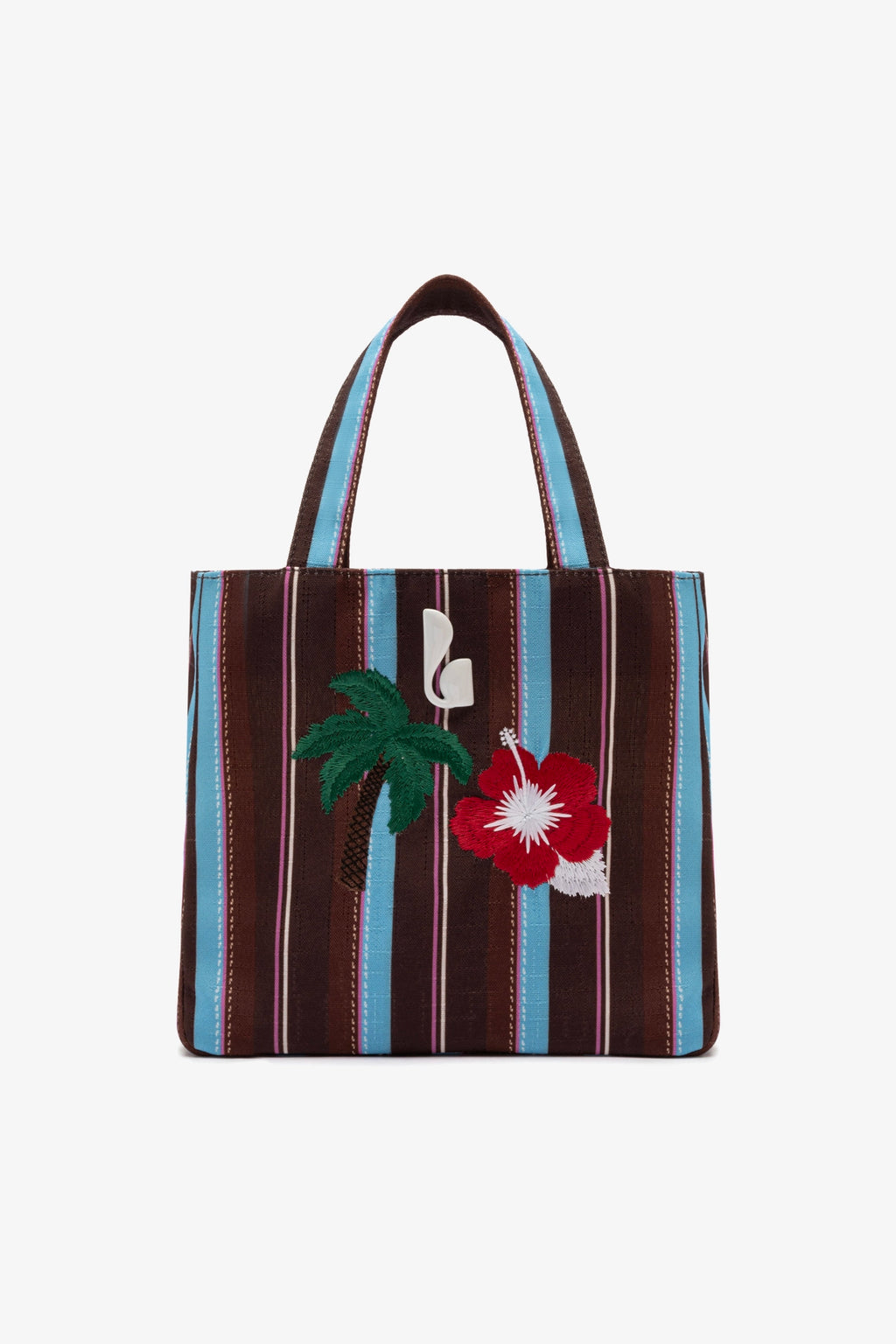 Poppy Mini Tote Bag In Brown And Azure Raffia – Larroude