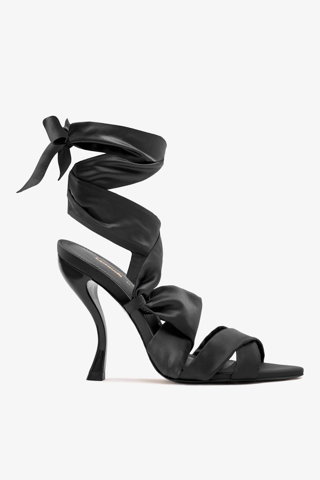 Larroudé x Nicolò B.: Dani Sandal Black Satin – Larroude