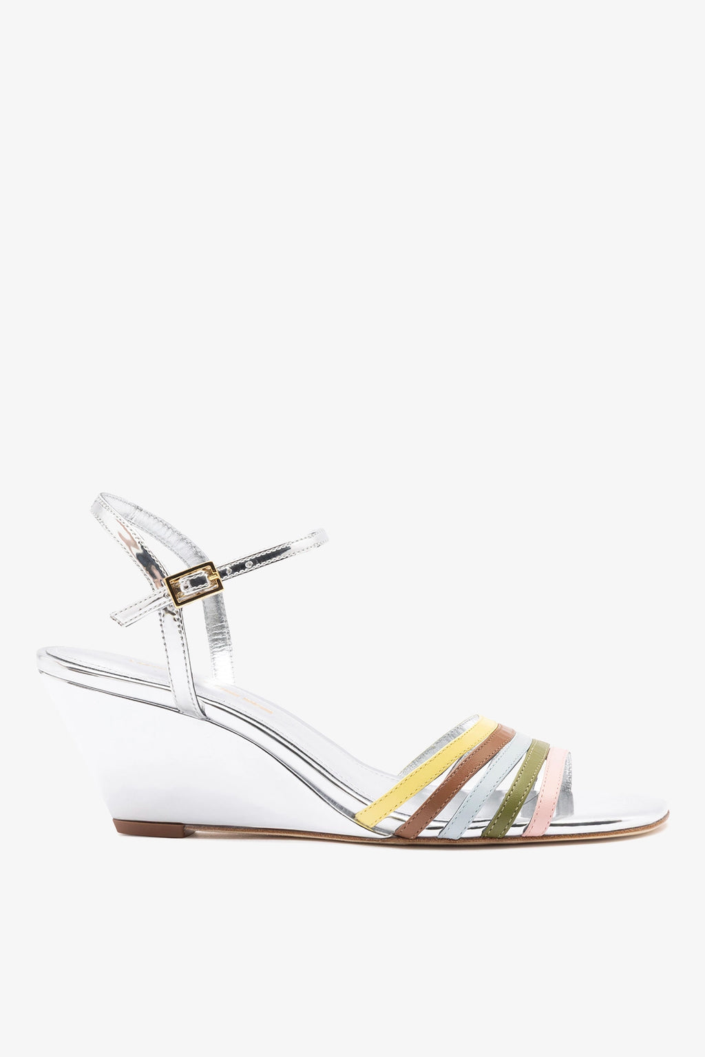 Larroudé x Ciao Lucia: Daiana Wedge Sandal Silver Leather – Larroude