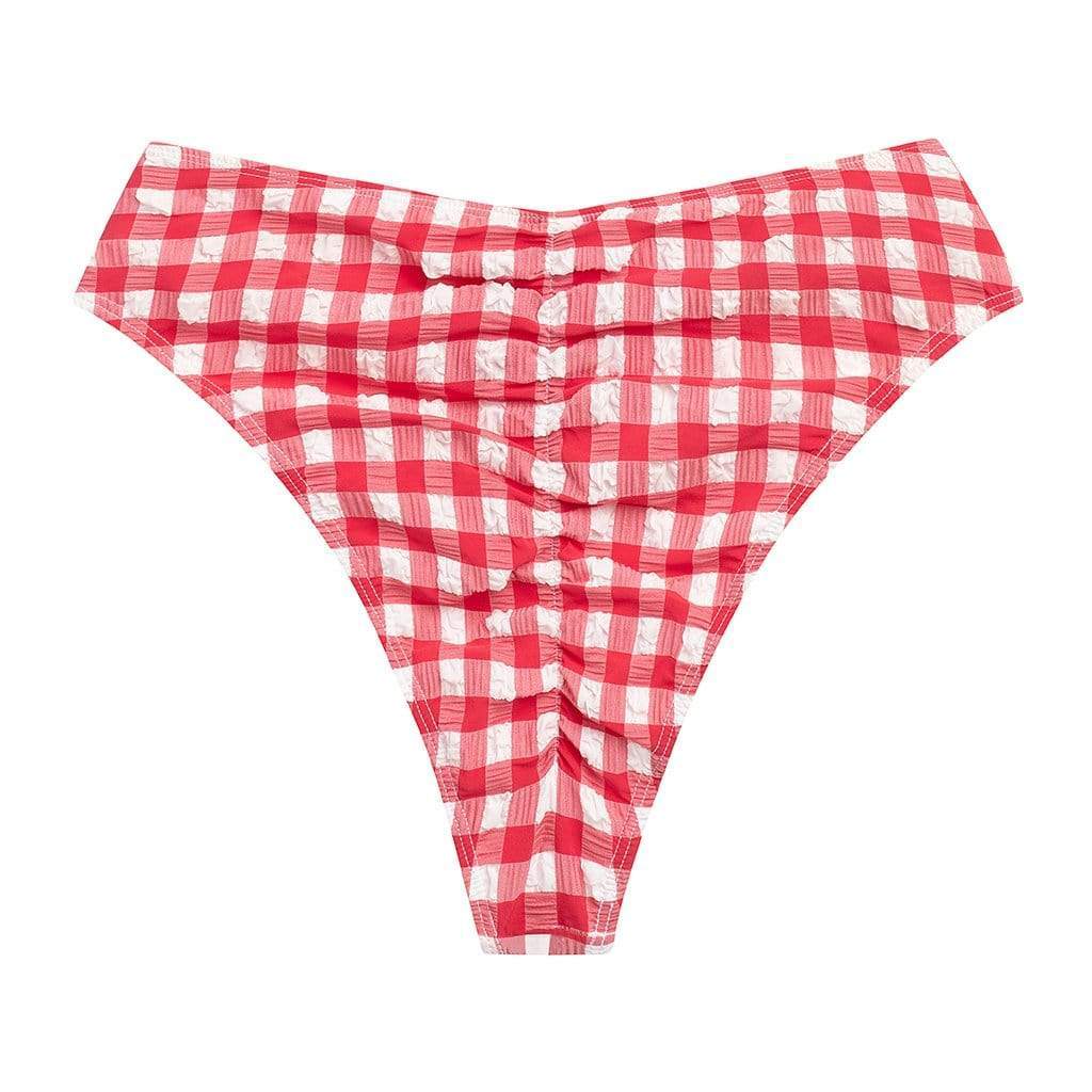 Red Gingham Paula Tie-Up Bikini Bottom