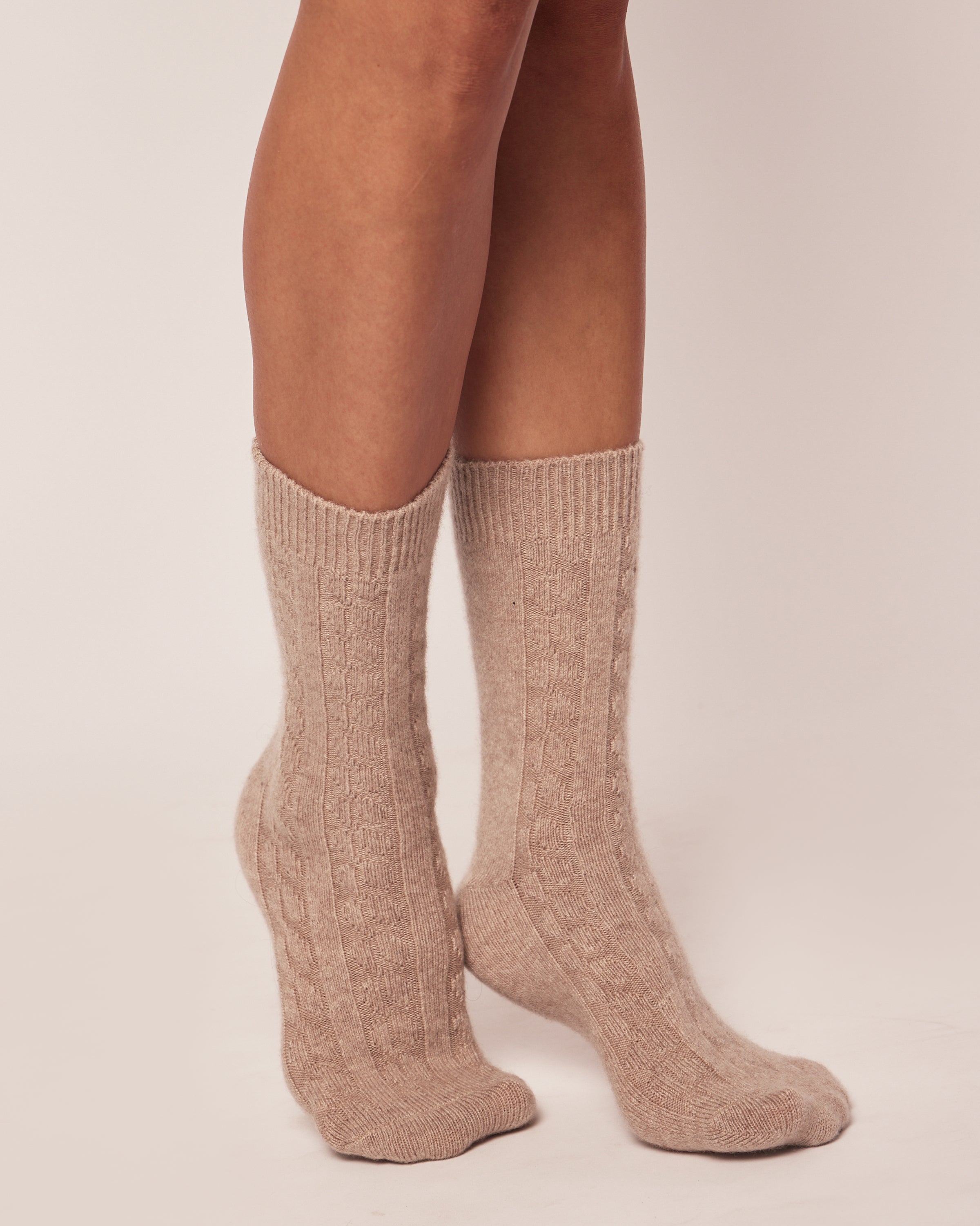 100% Cashmere Women's Socks in Beige