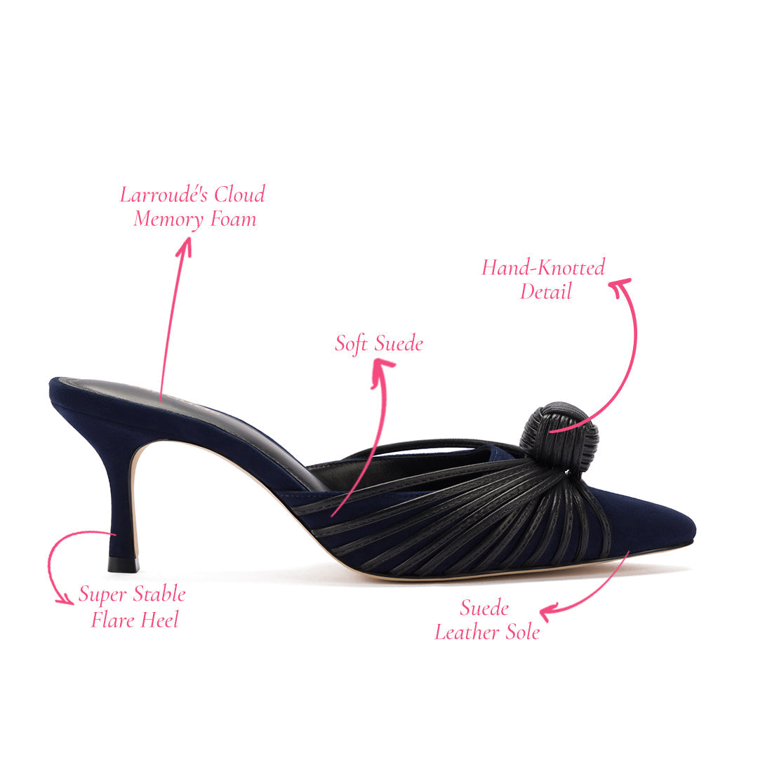Mini Valerie Pump In Navy Suede and Black Leather