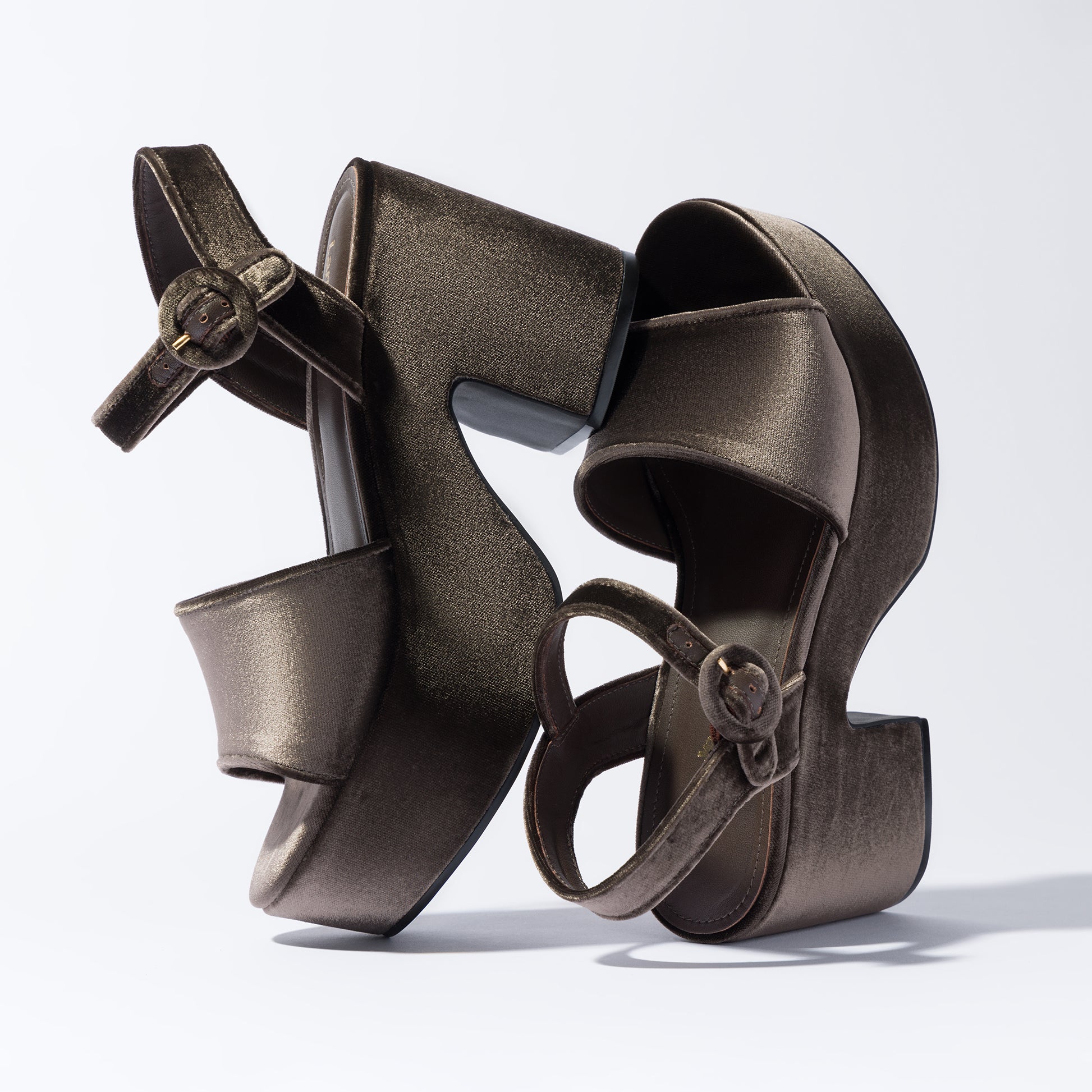 Miso Platform Strap Sandal In Expresso Velvet