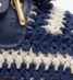 Navy and Ivory Crochet and Navy Leather