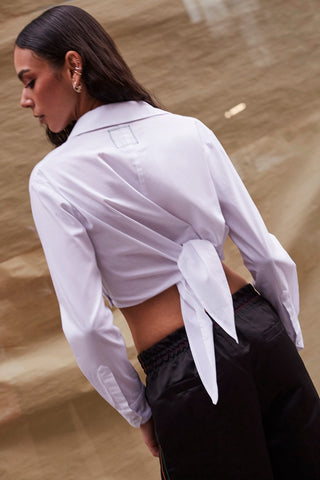 Rose Wrap Top In White Cotton