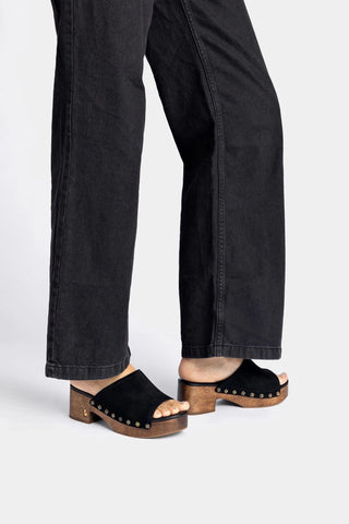 Willow Mule Black Suede Sandal Larroudé