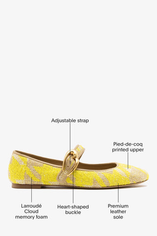 Verona Ballet Flat Yellow Printed Fabric Ballet Flat Larroude