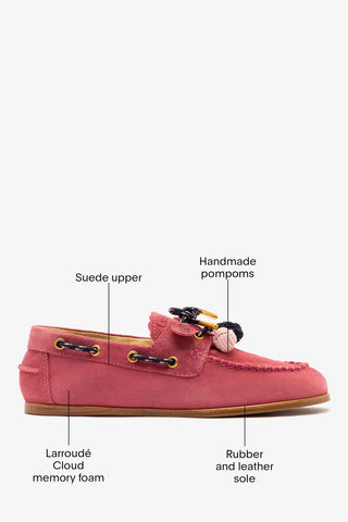 Cyprus Boat Shoe Candy Blush Suede Boat Shoe Larroude