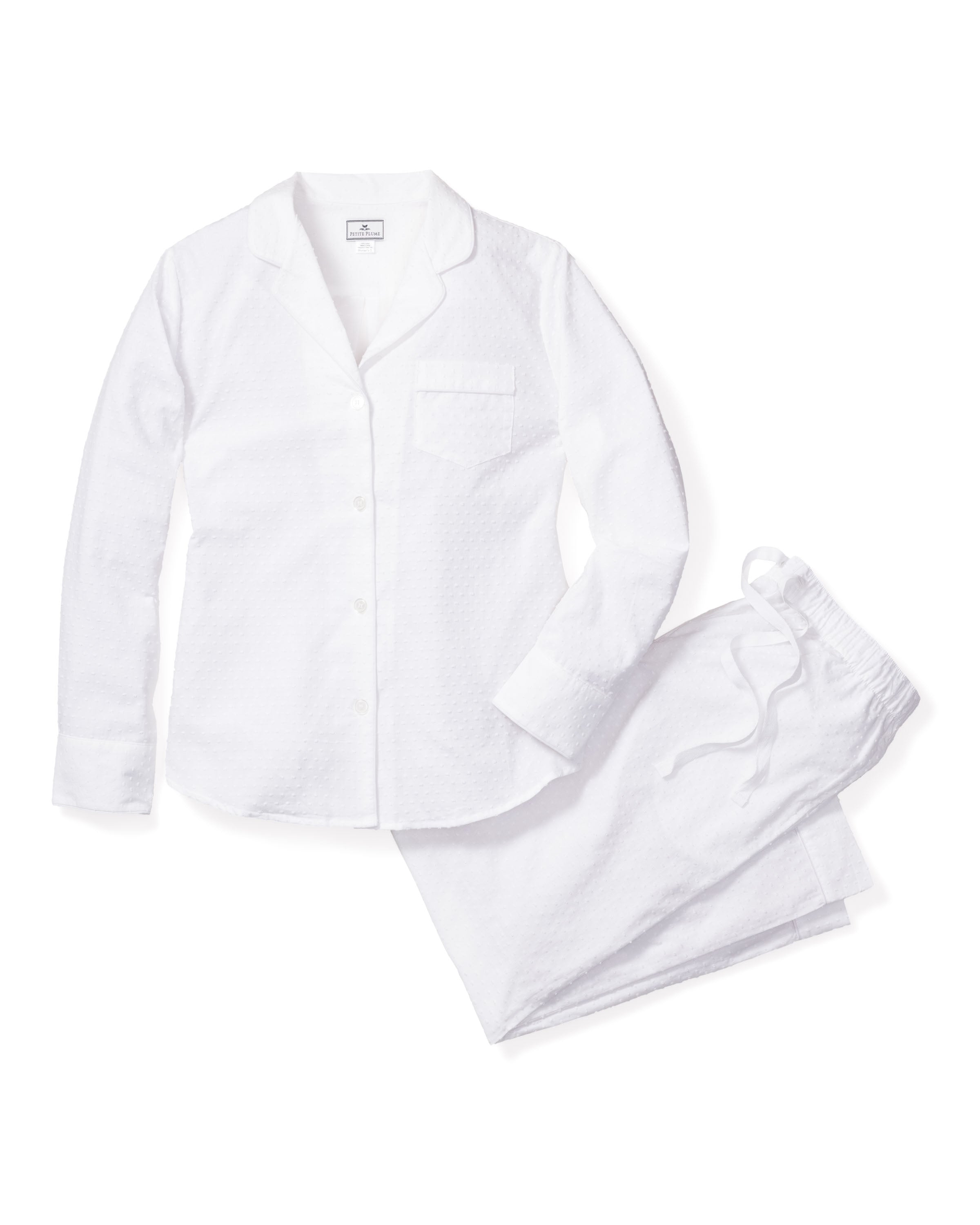 Women's Swiss Dots Pajama Set in White