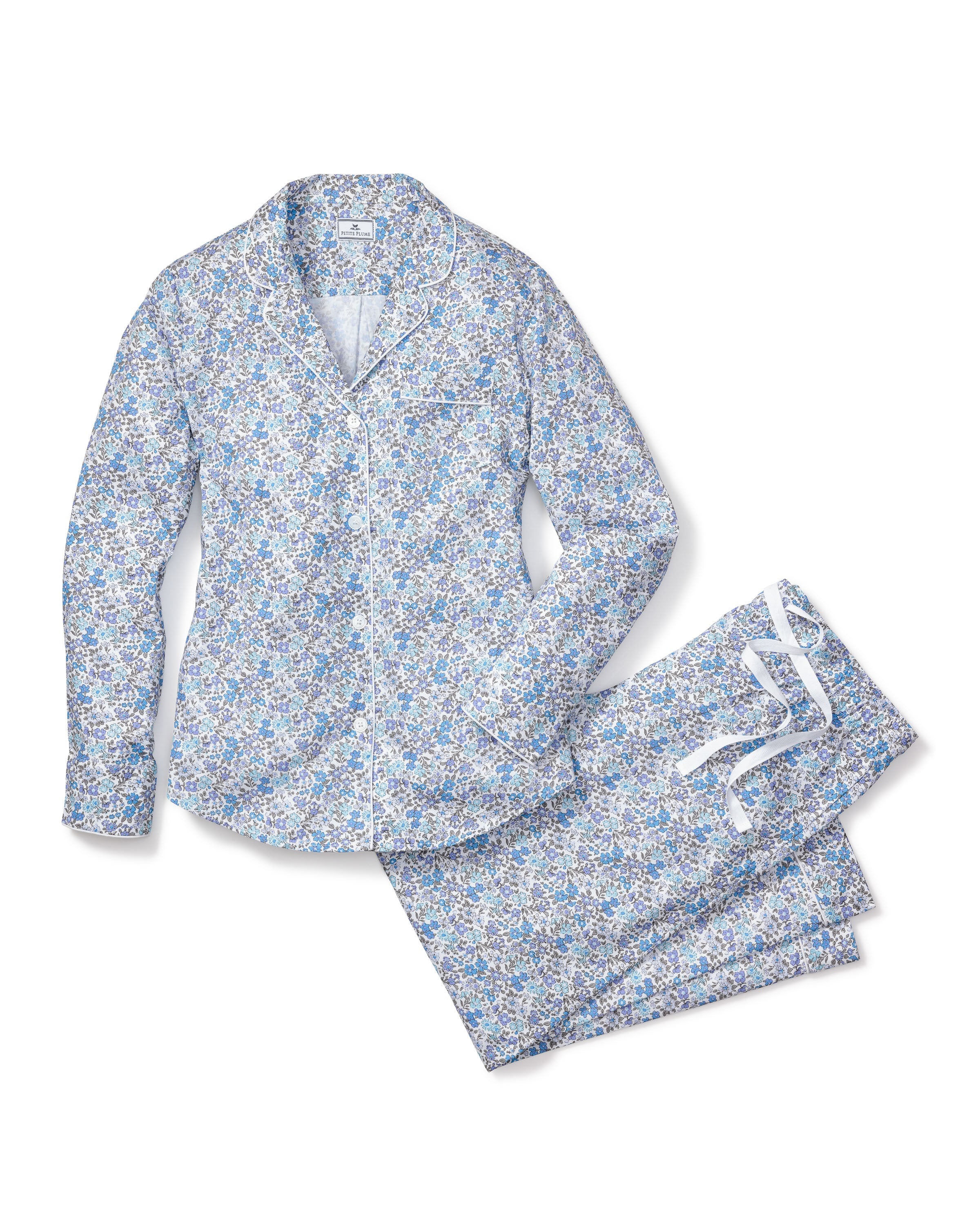 Women's Twill Pajama Set in Fleur D'Azur