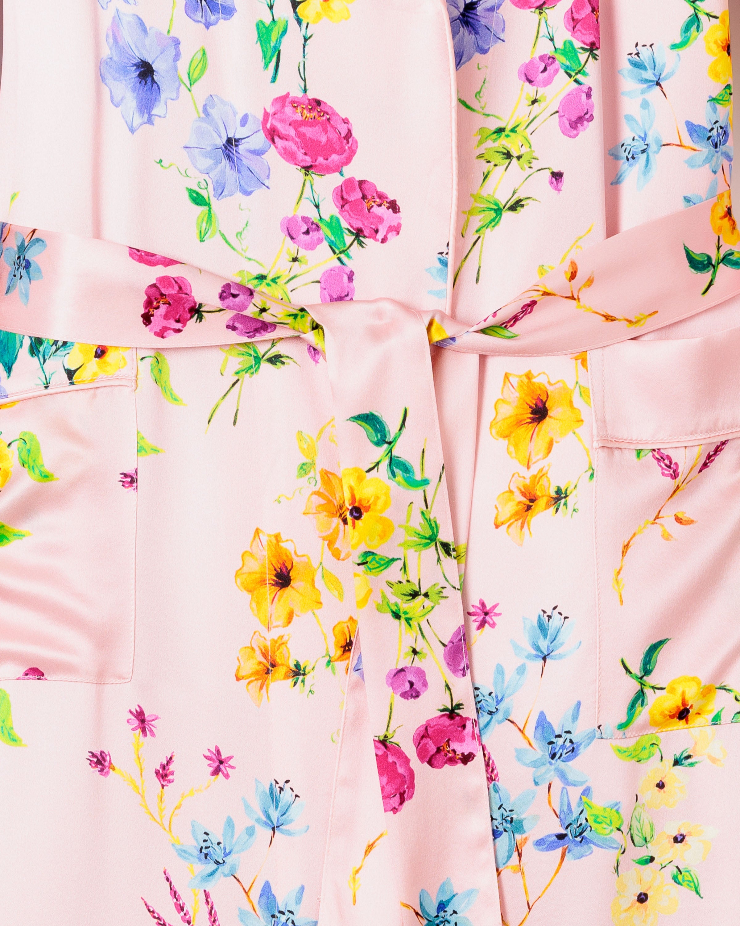 Women's Silk Robe in Blush Brilliant Botanical