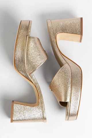 Dolly Low Platform Mule Platina Leather Mule Larroudé