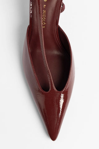 Larroudé by Nicolò B.: Lucia Slingback Pump Burgundy Patent Leather Pump Larroudé x Nicolò Beretta