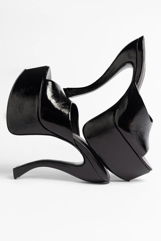 Larroudé by Nicolò B.: Isabella Platform Mule Black Patent Leather Pump Larroudé x Nicolò Beretta