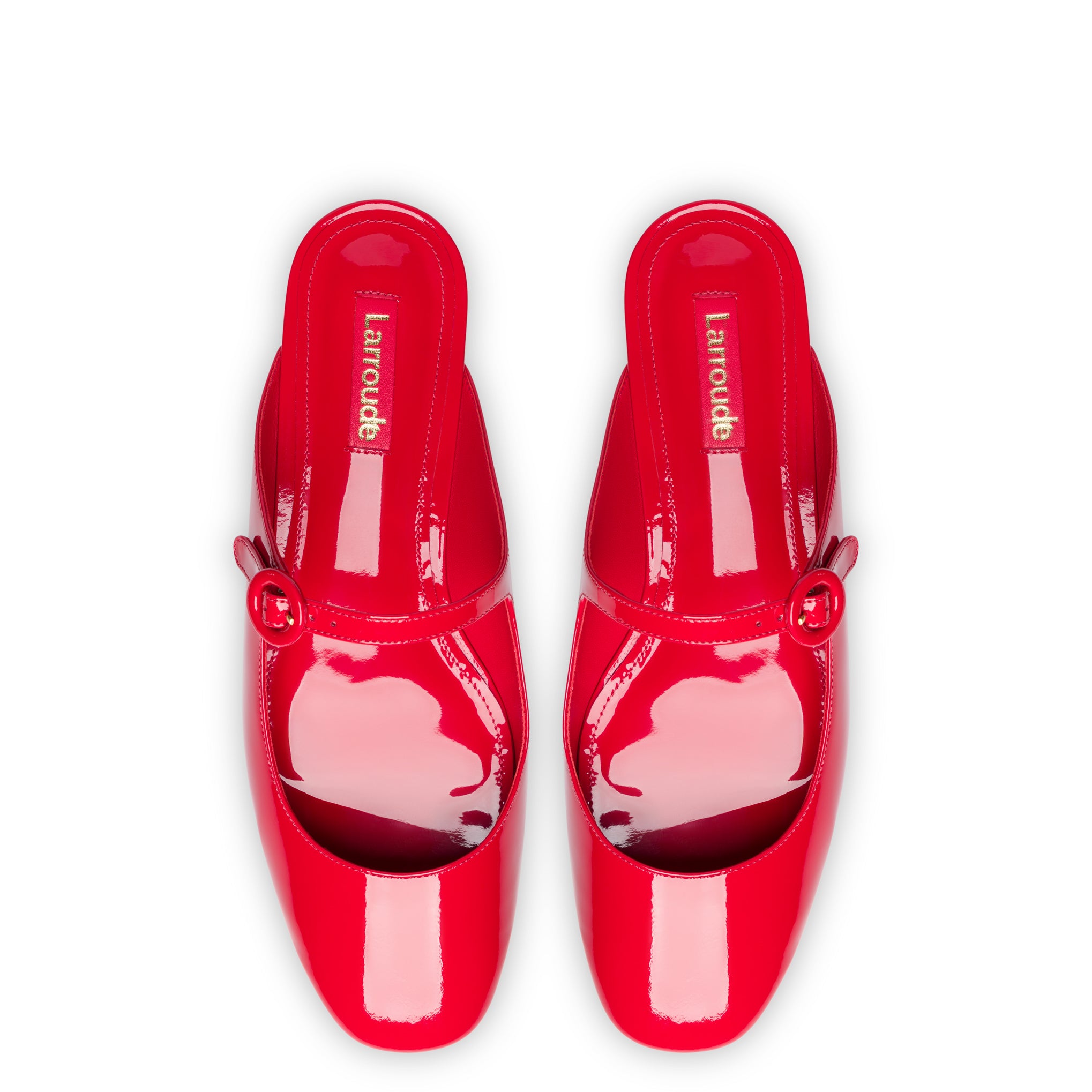 Blair Flat Mule In Scarlet Patent Leather