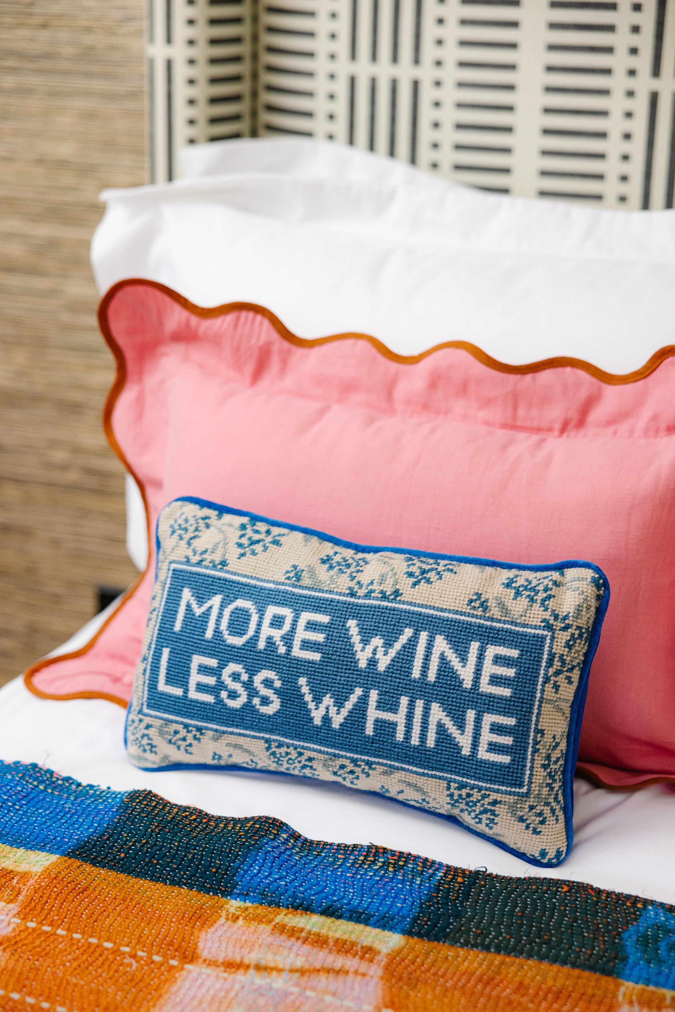More Wine Needlepoint Pillow