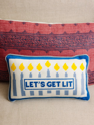 Let's Get Lit Needlepoint Pillow